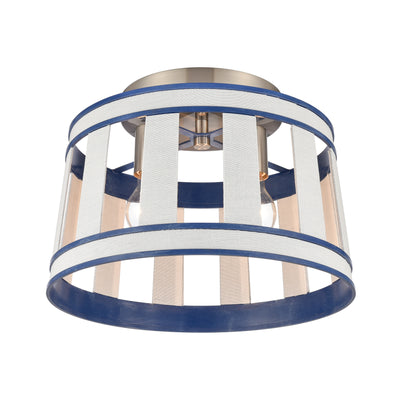 White Burlap 14'' Wide 2-Light Semi Flush Mount - Ocean Blue