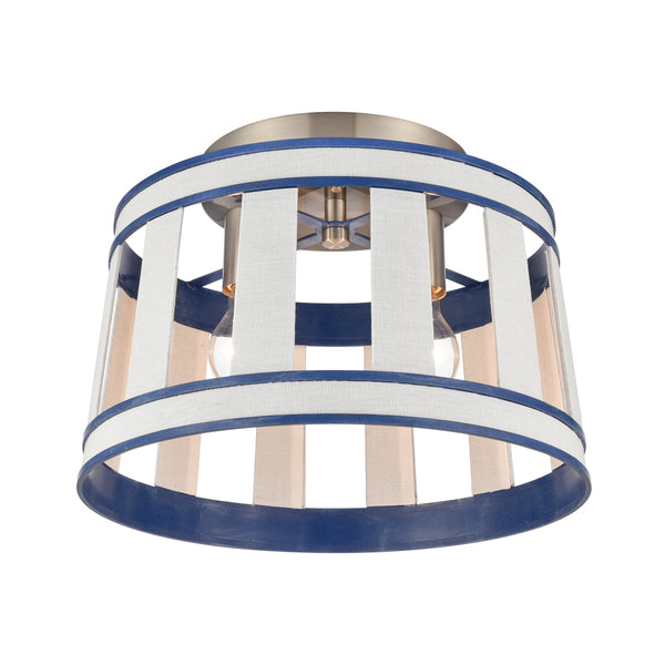 White Burlap 14'' Wide 2-Light Semi Flush Mount - Ocean Blue