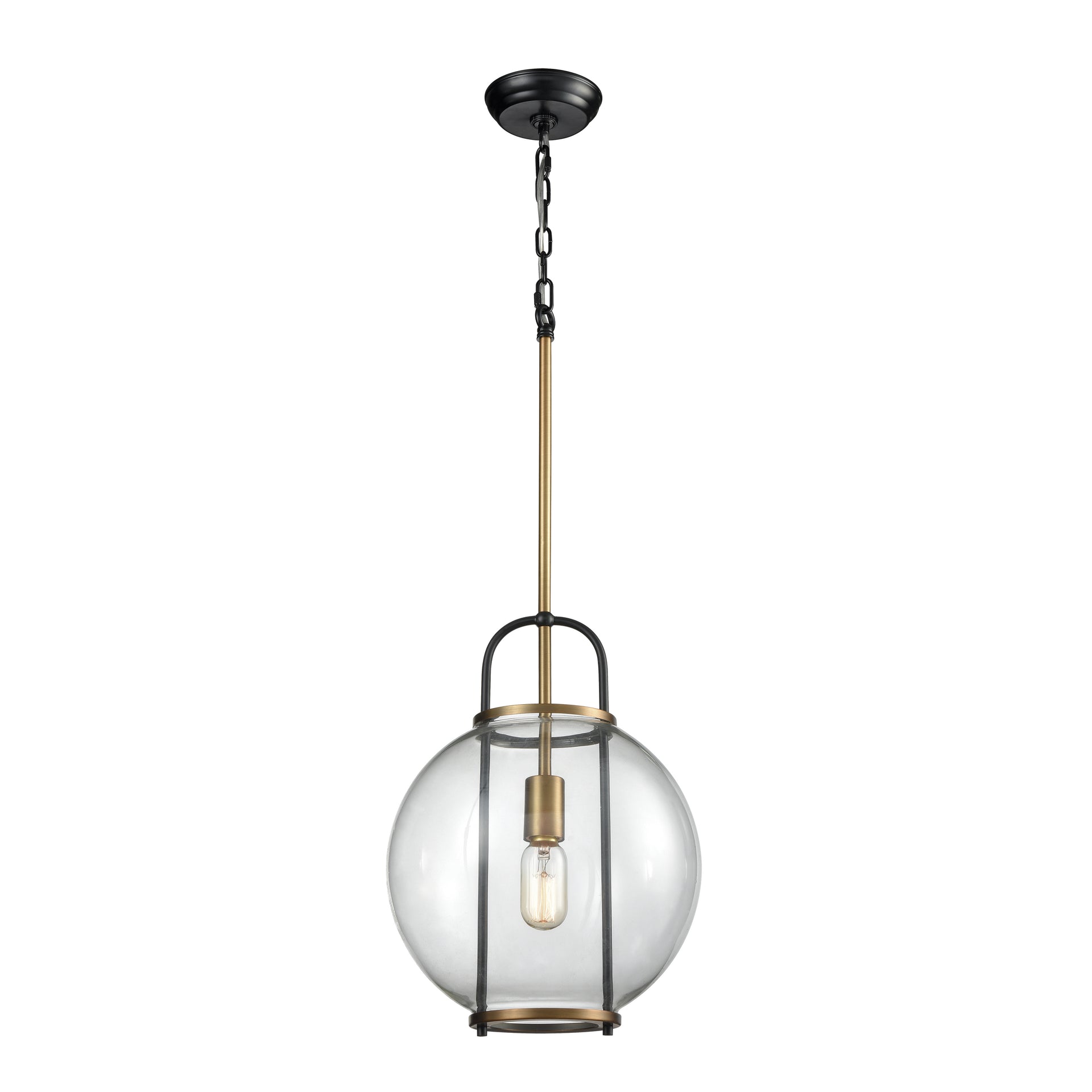 Faraday 12'' Wide 1-Light Pendant - Aged Brass with Black