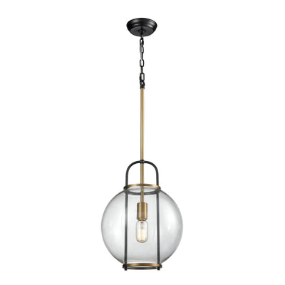 Faraday 12'' Wide 1-Light Pendant - Aged Brass with Black