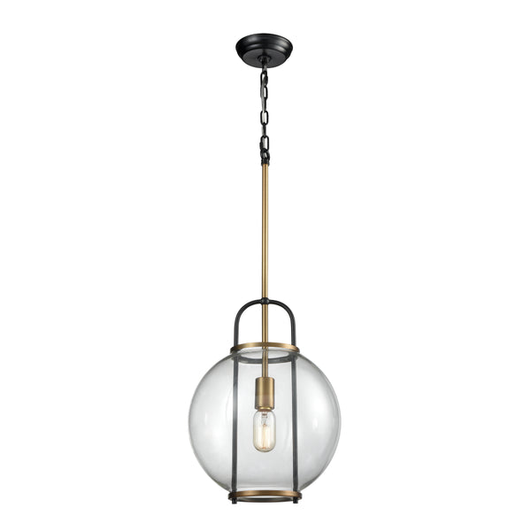 Faraday 12'' Wide 1-Light Pendant - Aged Brass with Black