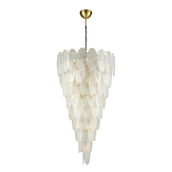 Hush 32.5'' Wide 42-Light Chandelier - Aged Brass with White