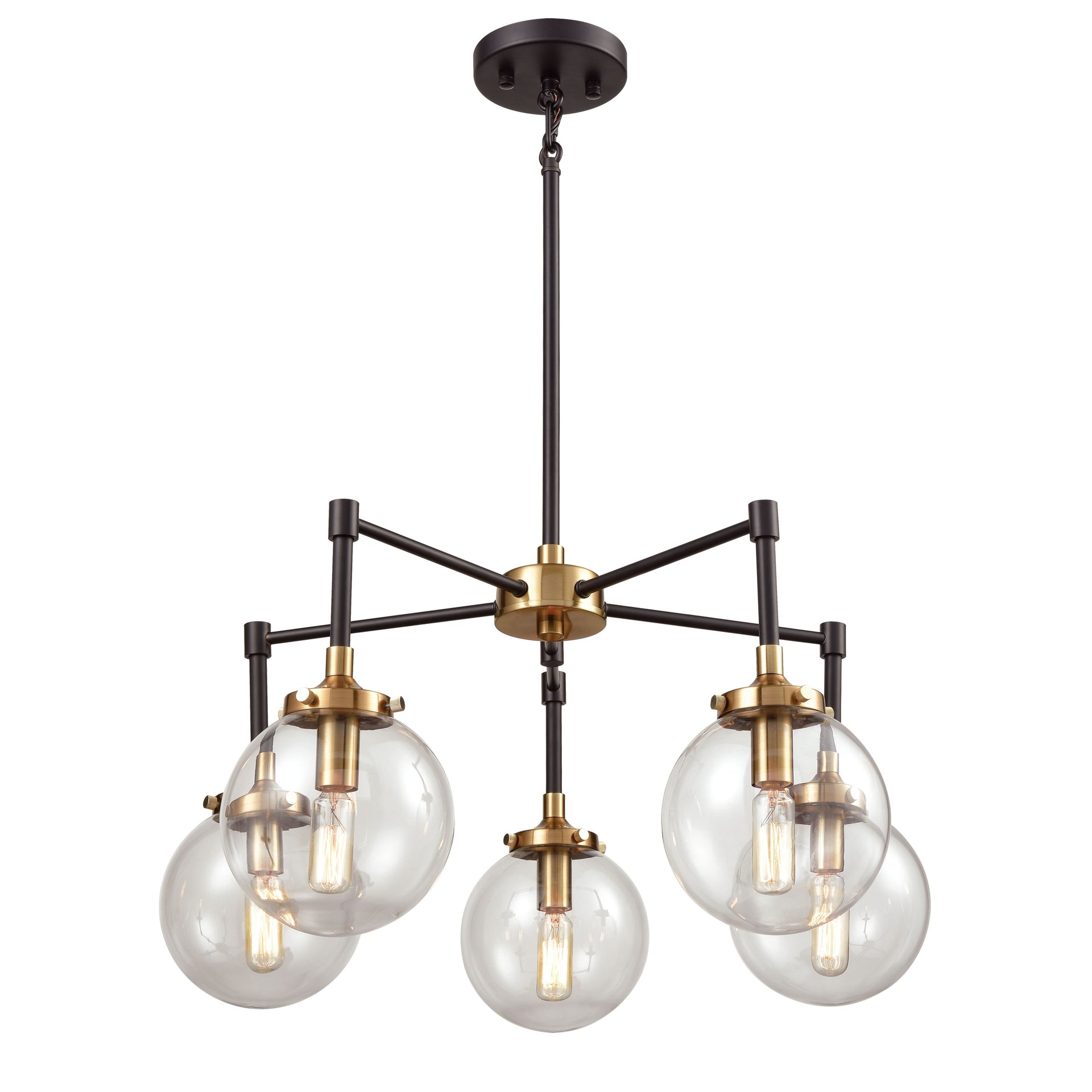 Boudreaux 23'' Wide 5-Light Chandelier - Matte Black with Antique Gold