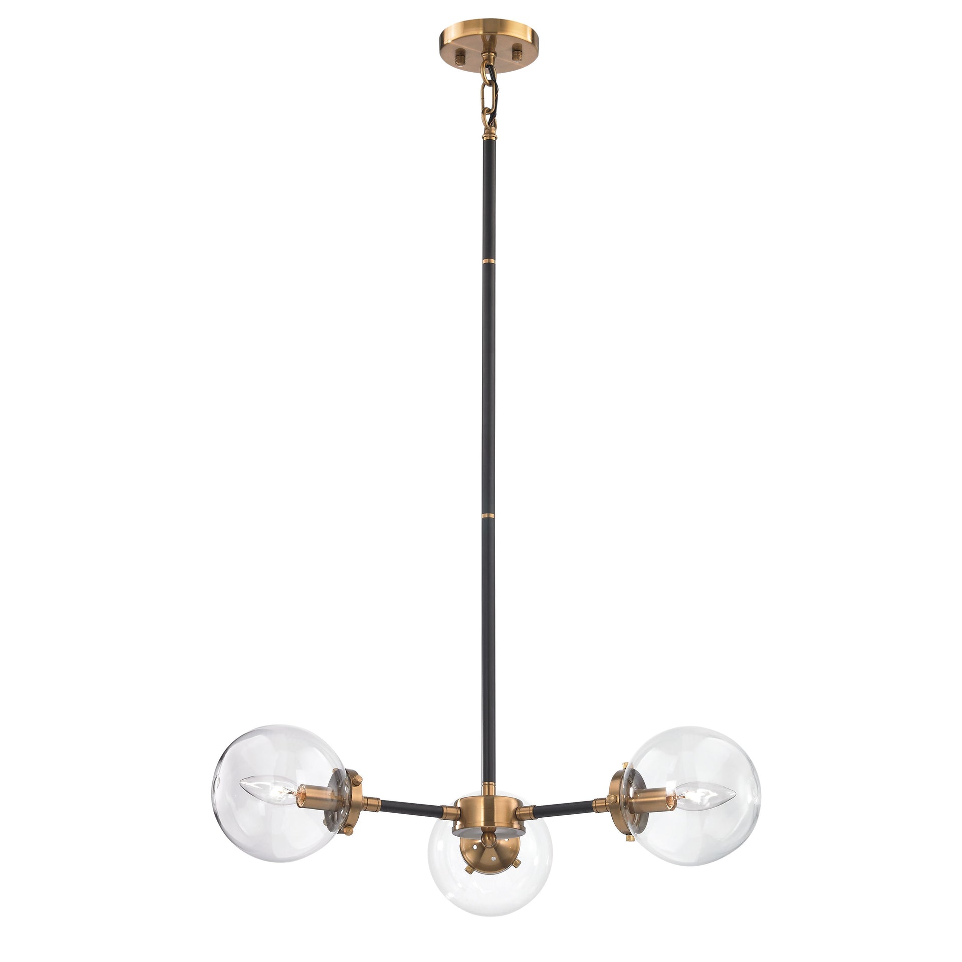 Boudreaux 26'' Wide 3-Light Chandelier - Matte Black with Antique Gold