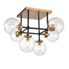 Boudreaux 26'' Wide 6-Light Semi Flush Mount - Matte Black with Antique Gold