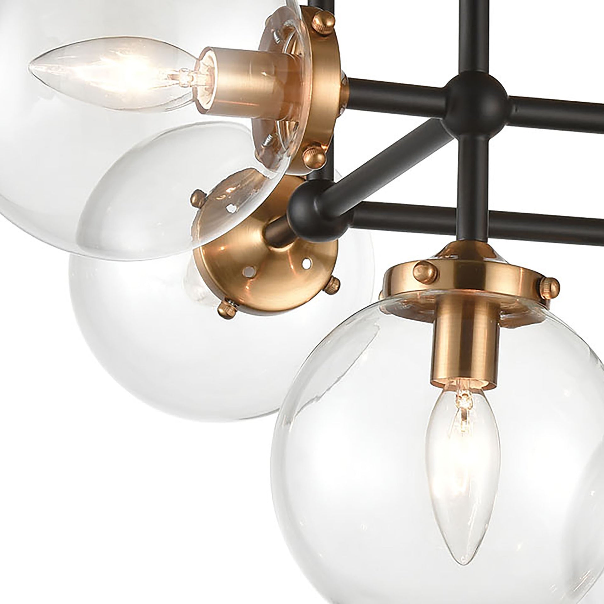 Boudreaux 26'' Wide 6-Light Semi Flush Mount - Matte Black with Antique Gold