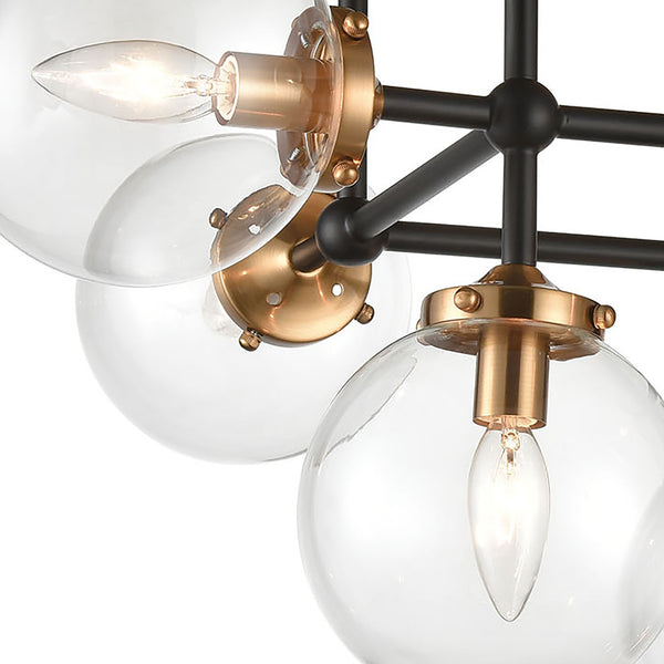 Boudreaux 26'' Wide 6-Light Semi Flush Mount - Matte Black with Antique Gold