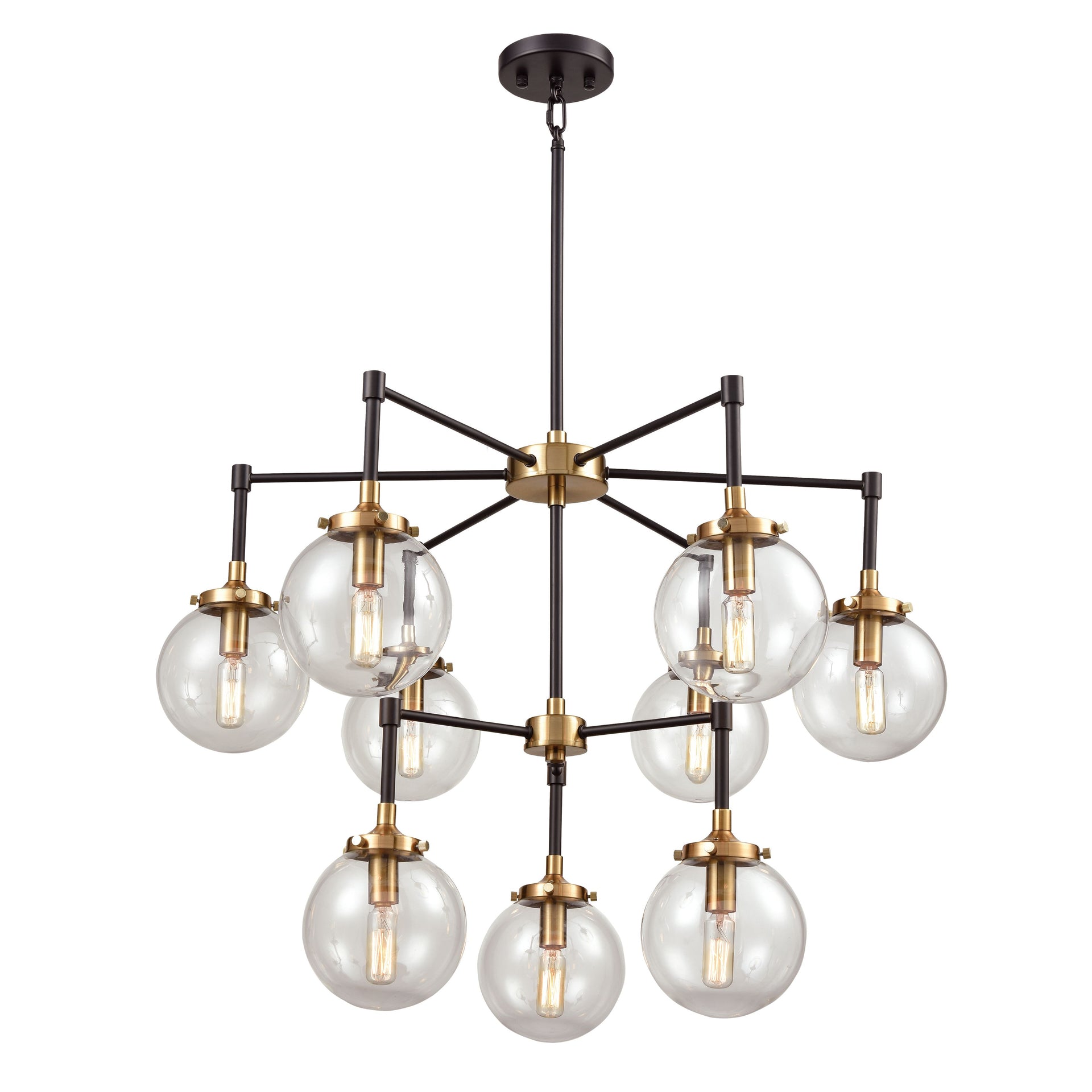 Boudreaux 30'' Wide 9-Light Chandelier - Matte Black with Antique Gold