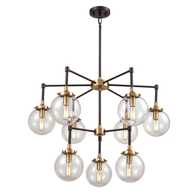 Boudreaux 30'' Wide 9-Light Chandelier - Matte Black with Antique Gold