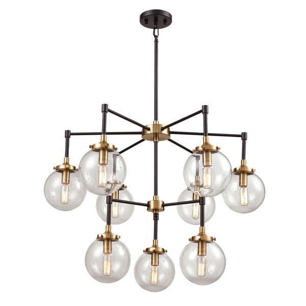 Boudreaux 30'' Wide 9-Light Chandelier - Matte Black with Antique Gold
