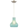 Coastal Scallop 8'' Wide 1-Light Mini Pendant - Satin Nickel - Aqua