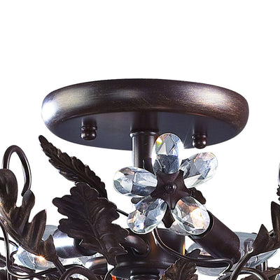 Cristallo Fiore 19'' Wide 3-Light Semi Flush Mount - Deep Rust