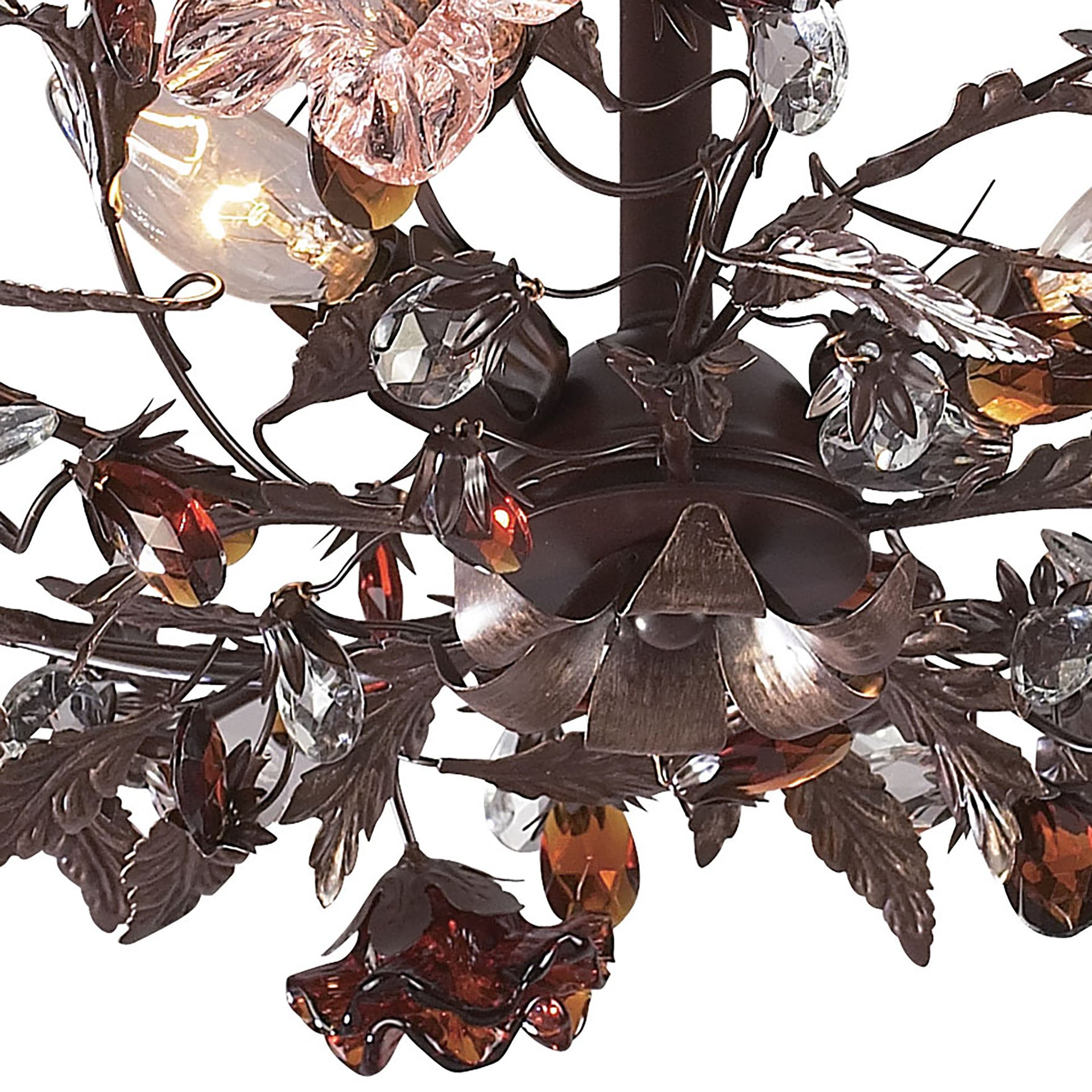 Cristallo Fiore 27'' Wide 3-Light Semi Flush Mount - Deep Rust