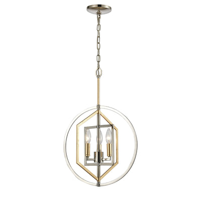 Geosphere 15'' Wide 3-Light Chandelier - Polished Nickel