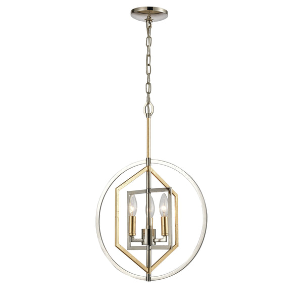 Geosphere 15'' Wide 3-Light Chandelier - Polished Nickel