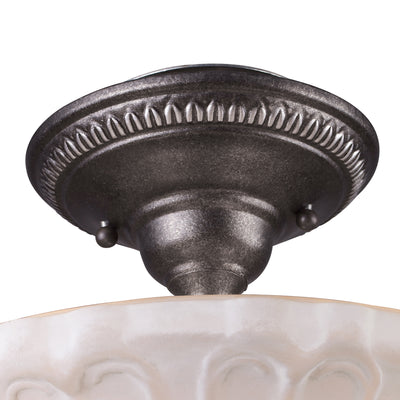 Restoration 12'' Wide 3-Light Semi Flush Mount - Dark Silver
