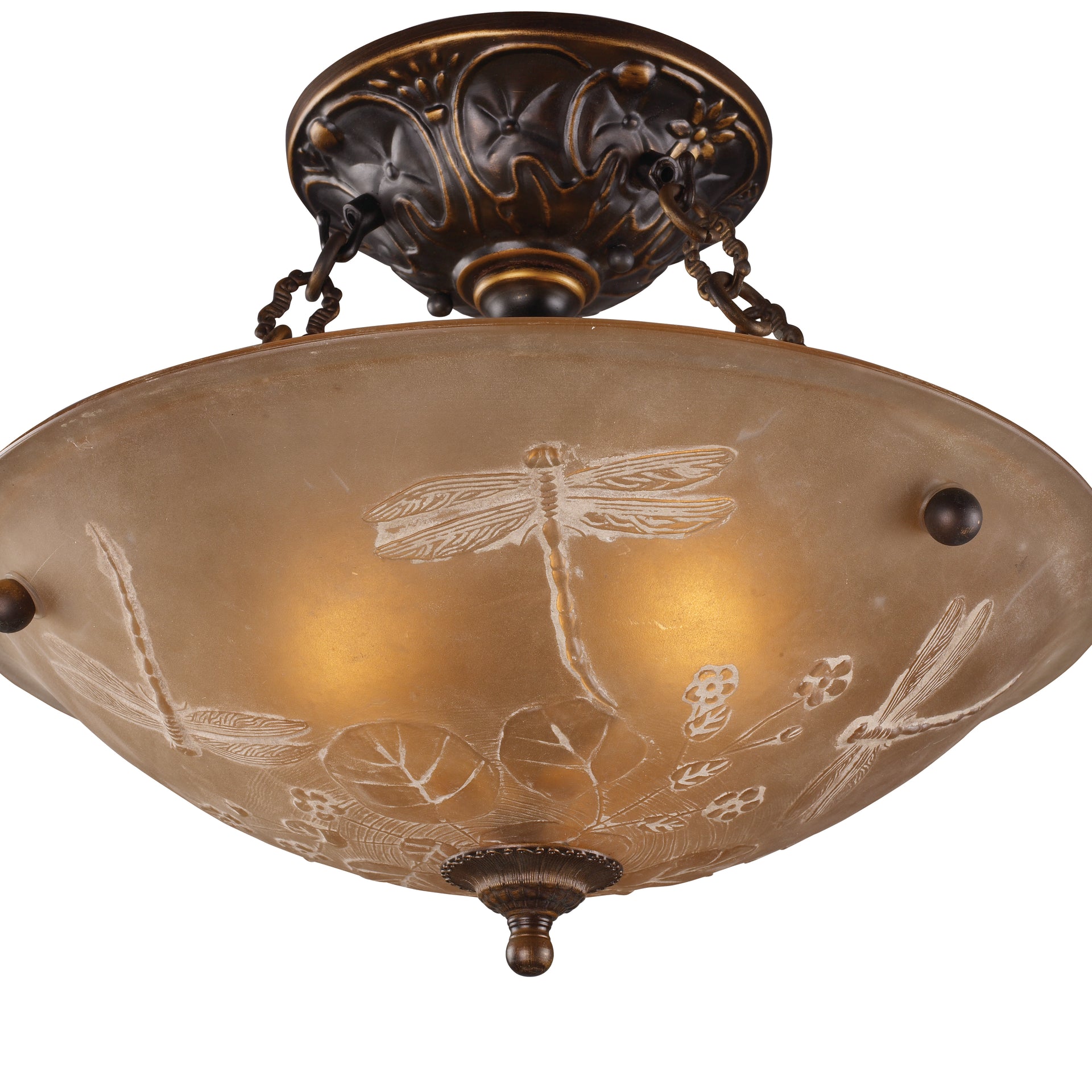 Restoration 16'' Wide 3-Light Semi Flush Mount - Antique Golden Bronze