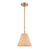 Rydell 9'' Wide 1-Light Mini Pendant - Brushed Gold and Rattan