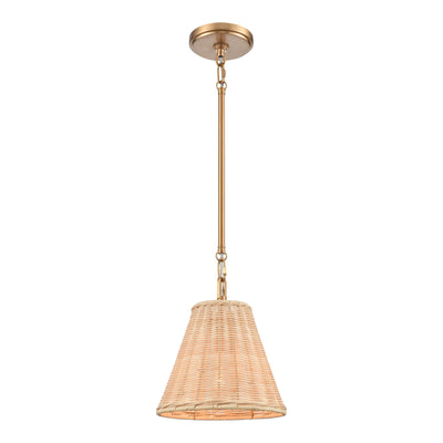 Rydell 9'' Wide 1-Light Mini Pendant - Brushed Gold and Rattan