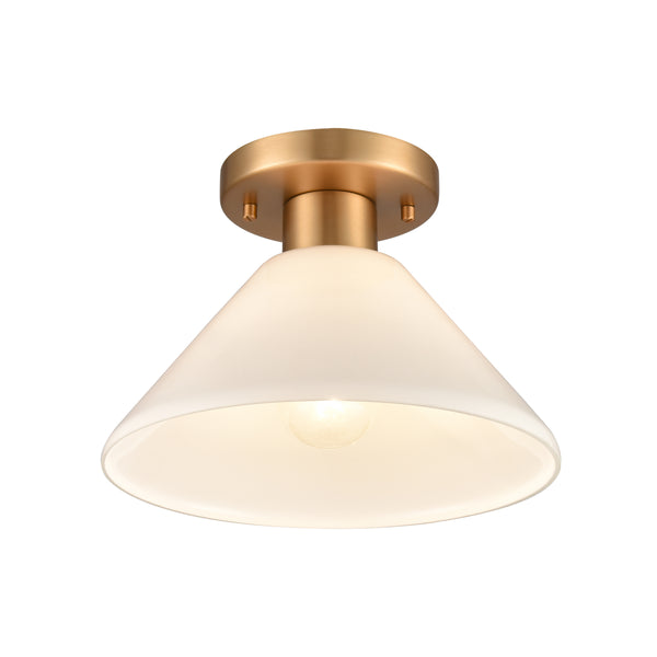 Vivica 10'' Wide 1-Light Flush Mount - Brushed Gold and Opal