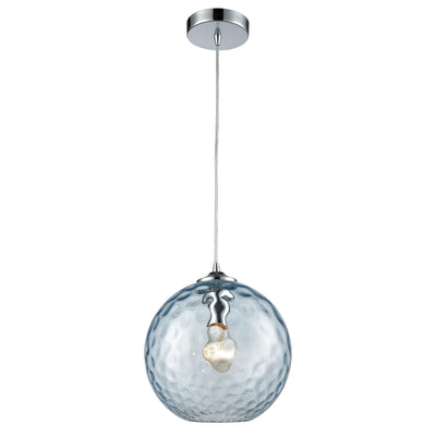 Watersphere 10'' Wide 1-Light Mini Pendant - Polished Chrome with Aqua