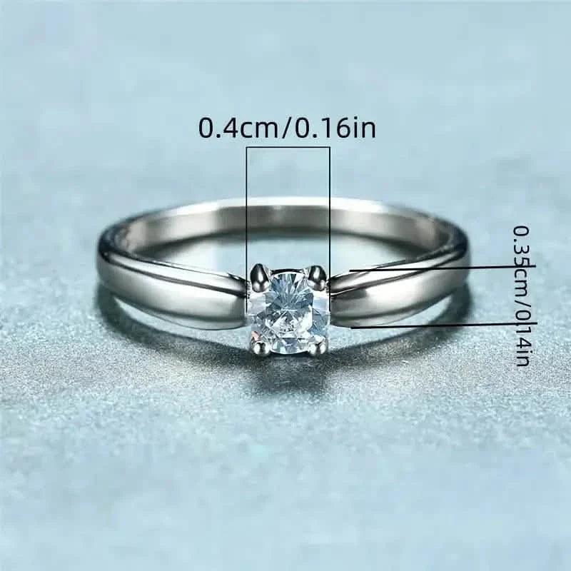 Classic 4-prong Set Round Zirconia Ring For Women