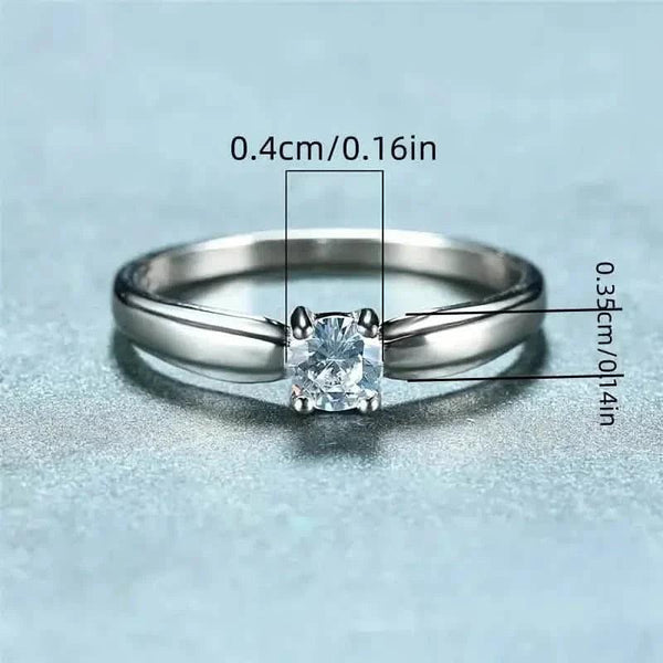 Classic 4-prong Set Round Zirconia Ring For Women