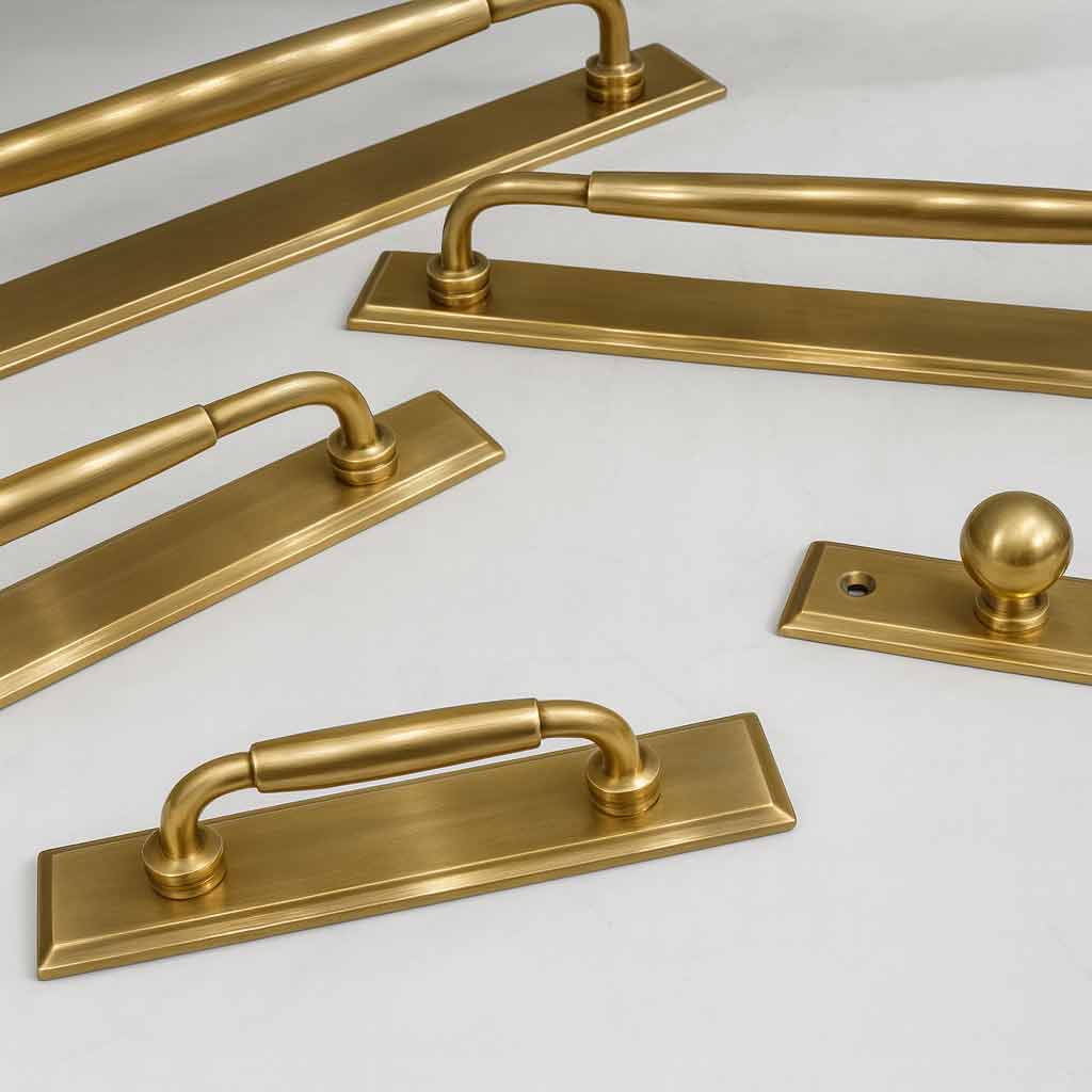 Classic Cabinet Pulls with Backplate - Antique Brass