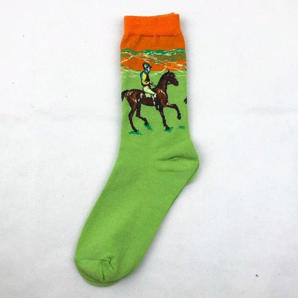 Classic Autumn Winter Retro Personality Art Van Gogh Mural World Famous Oil Painting Female Sock For Men And Women