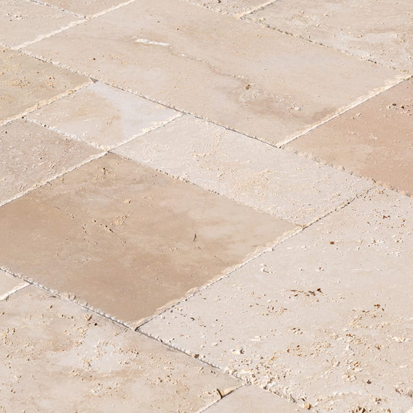 Classic Beige Travertine Tiles Antique Pattern Brushed and Chiseled - Livfloors Collection