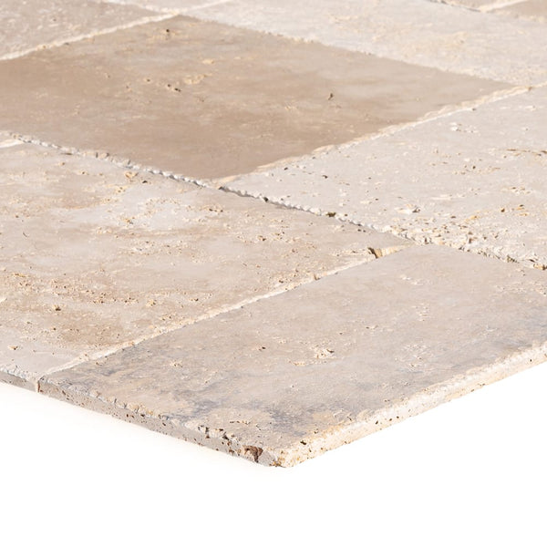 Classic Beige Travertine Tiles Antique Pattern Brushed and Chiseled - Livfloors Collection