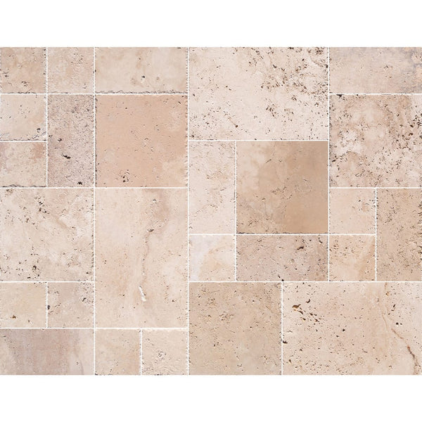 Classic Beige Travertine Tiles Antique Pattern Brushed and Chiseled - Livfloors Collection