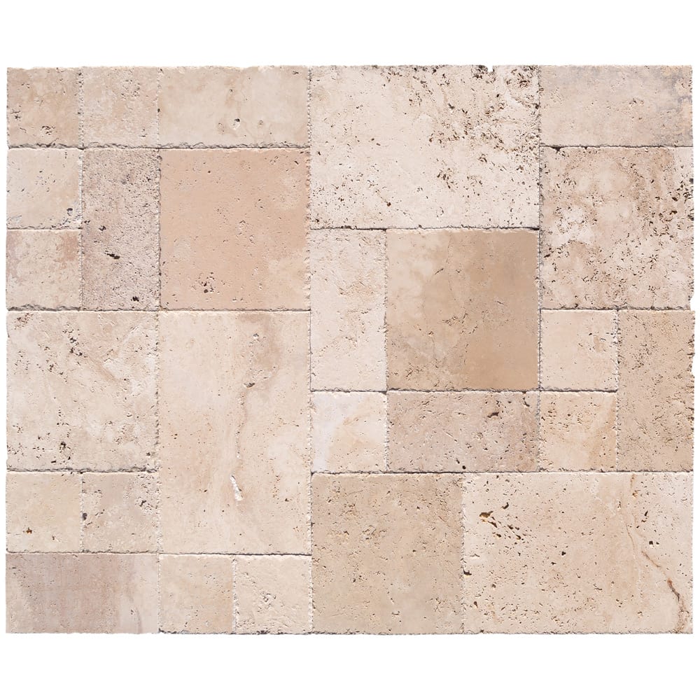 Classic Beige Travertine Tiles Antique Pattern Brushed and Chiseled - Livfloors Collection