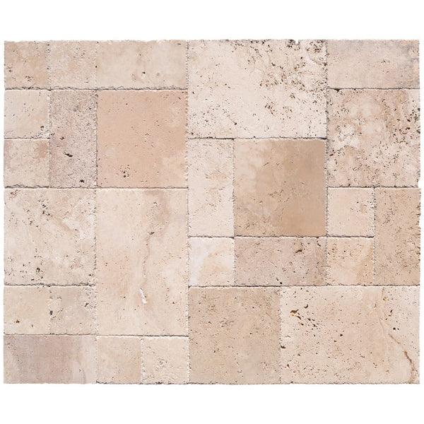 Classic Beige Travertine Tiles Antique Pattern Brushed and Chiseled - Livfloors Collection
