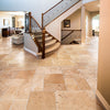 Classic Beige Travertine Tiles Antique Pattern Brushed and Chiseled - Livfloors Collection