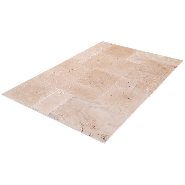 Classic Beige Light Travertine Tiles Antique Pattern Tumbled - Livfloors Collection
