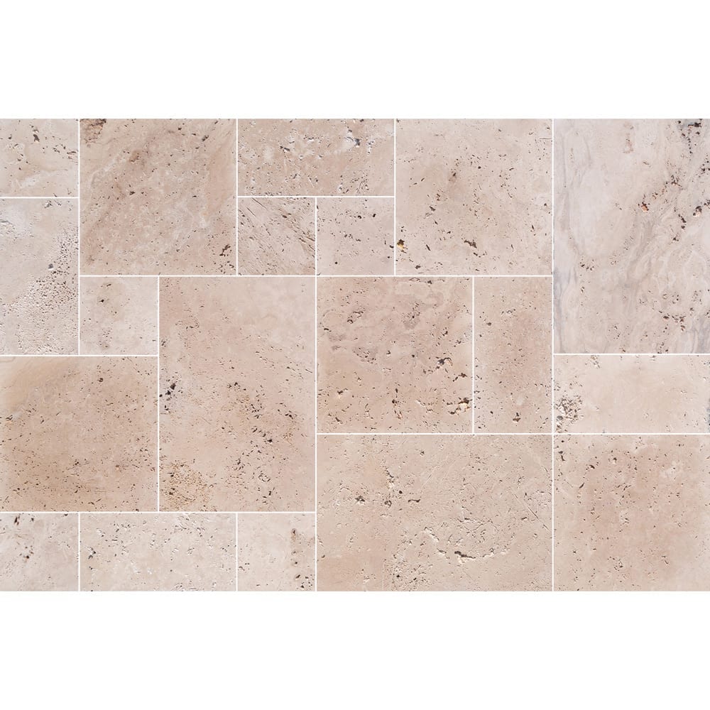 Classic Beige Light Travertine Tiles Antique Pattern Tumbled - Livfloors Collection