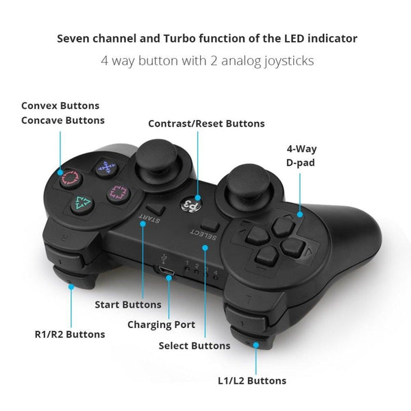 Classic Blue Bluetooth Wireless Joystick Gamepad Controller Compatible With PC Monitor Laptop