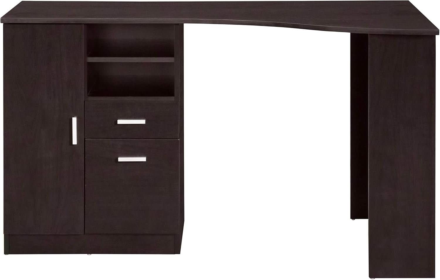 Classic Espresso Office Desk with Storage Shelves and Drawers