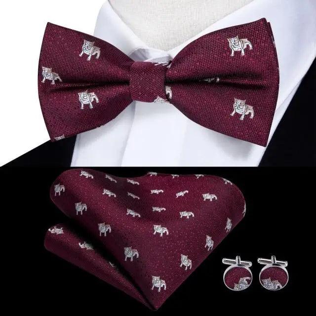 Classic Green Bow Ties Men Silk Butterfly Tie  With Pocket Square And Cufflinks Set For Men Elegant Design Wedding Party Bowties Solid Color Gentleman Bow Tie And Pocket Square Cufflink Set