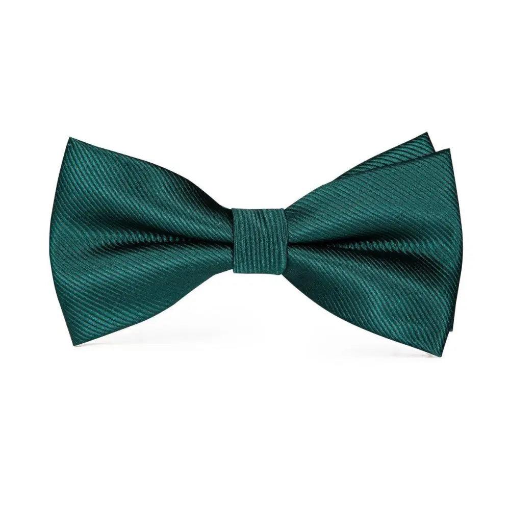 Classic Green Bow Ties Men Silk Butterfly Tie  With Pocket Square And Cufflinks Set For Men Elegant Design Wedding Party Bowties Solid Color Gentleman Bow Tie And Pocket Square Cufflink Set