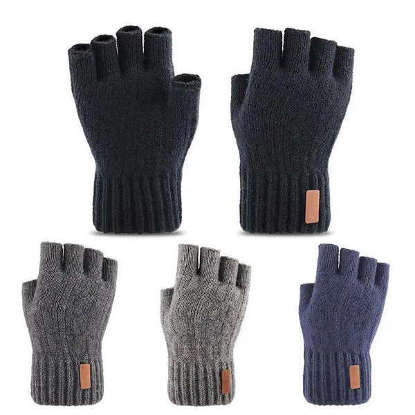 Classic Knitted Fingerless Winter  Unisex Outdoor Gloves For Men Women Retro Soft Unisex Stretch Elastic Warm Half Finger Cycling Gloves