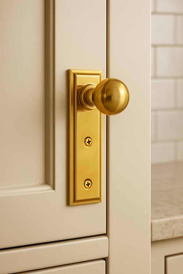 Richmond Cabinet Pulls with Backplate - Unlacquered Brass Polished