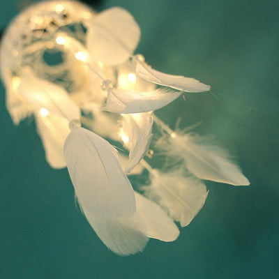 Classic Lantern Dream Catcher Kid  Room Dream Catchers LED Light Up White Feather Lights Ceiling Decor Wall Hanging Ornaments for Bedroom Decor Gifts for Teenage Girl Decoration Home Wind Chime Feather Wedding