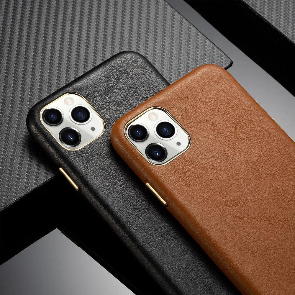 Classic Leather Case Compatible with iPhone Slim Leather Protective Case Midnight Green Luxury Genuine Leather Cover For iPhone 14 Pro 13 12 11 Pro Max X XS XR 7 8 Plus Case Vintage Leather Business Men Iphone Case