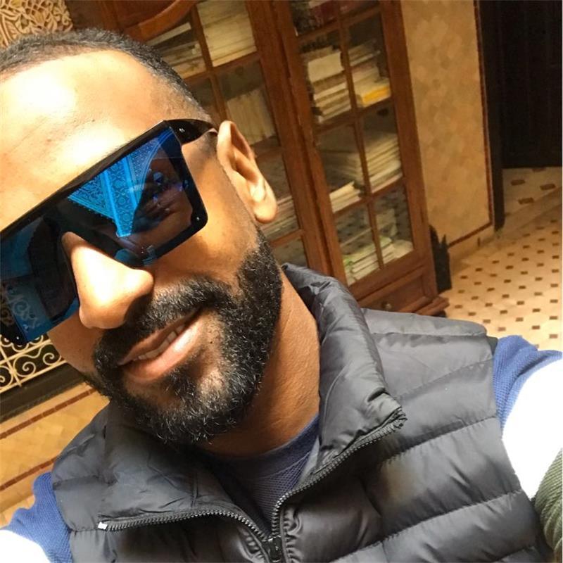 Classic Male Big Black Sunglasses For Men & Women New Fashionable Design New Mirror Pink Square  Oversize Square Sunglasses for Women Men