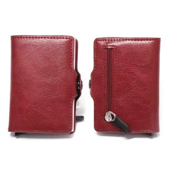 Classic Multifunction Automatic Aluminum Alloy Leather Credit Card Holder Retro New Pop-Up Card Ejector Business Wallets For Men