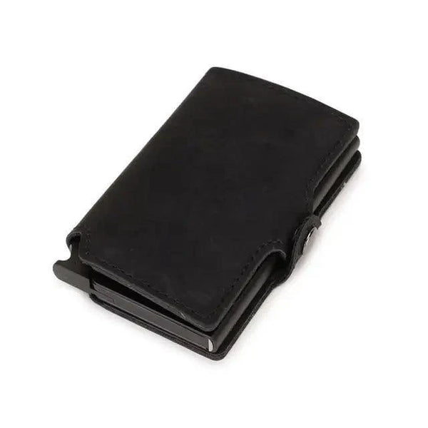 Classic Multifunction Automatic Aluminum Alloy Leather Credit Card Holder Retro New Pop-Up Card Ejector Business Wallets For Men