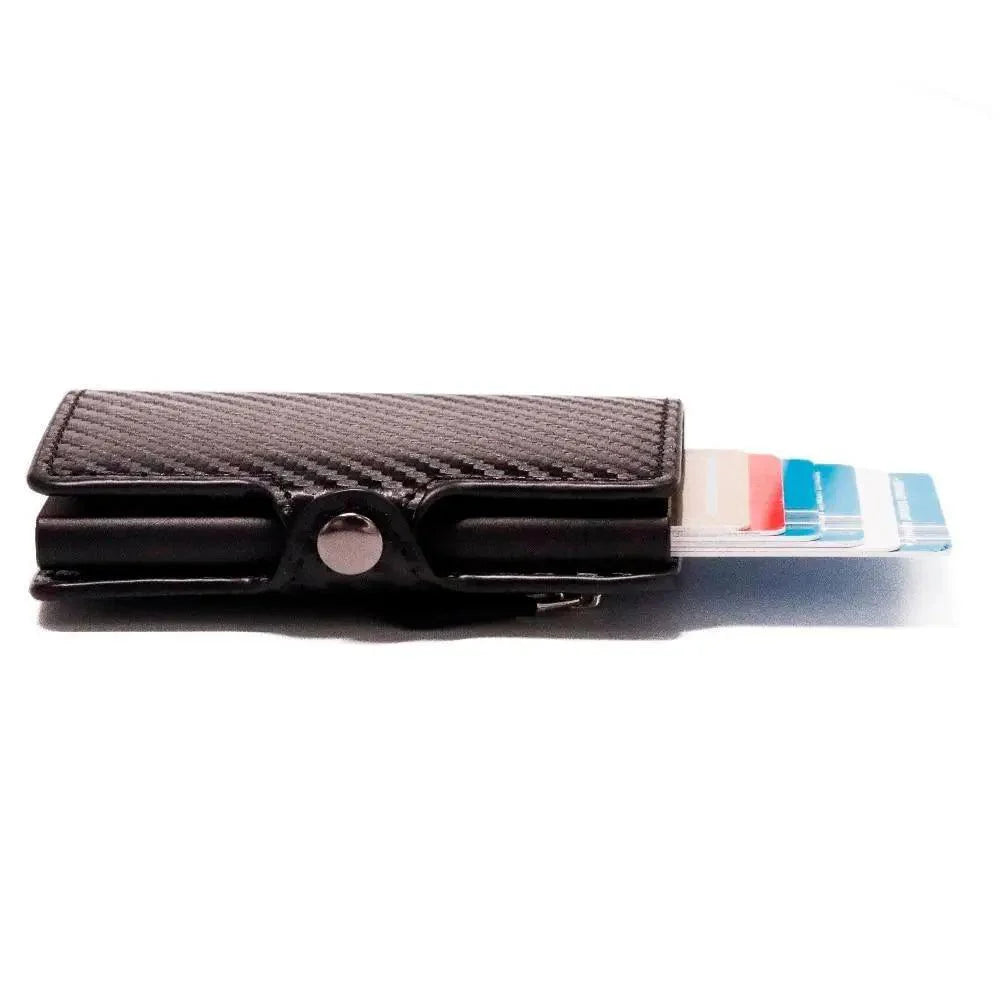 Classic Multifunction Automatic Aluminum Alloy Leather Credit Card Holder Retro New Pop-Up Card Ejector Business Wallets For Men