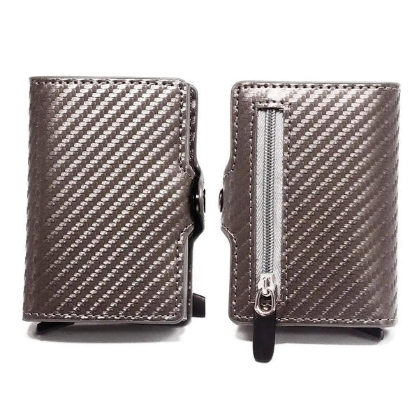 Classic Multifunction Automatic Aluminum Alloy Leather Credit Card Holder Retro New Pop-Up Card Ejector Business Wallets For Men